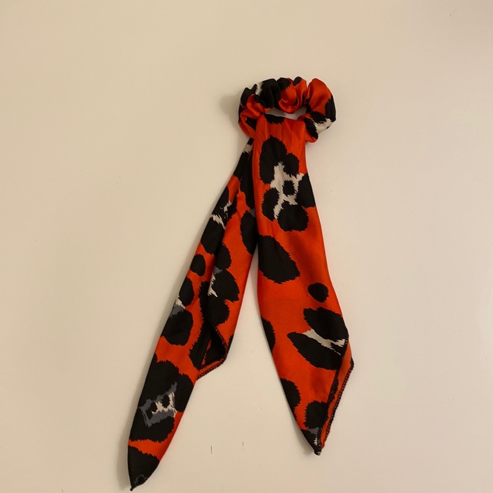 Hair Scrunchie red cheetah scarf